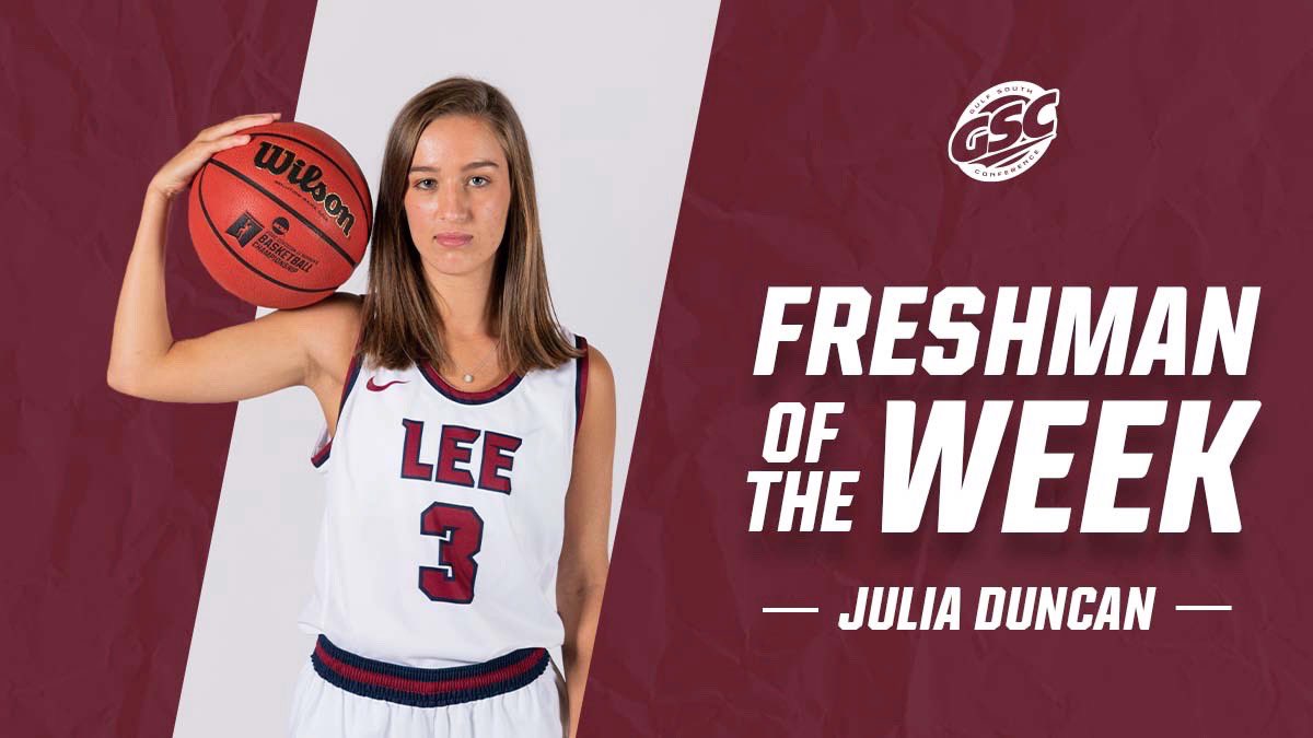 LeeUFlames's tweet photo. Julia Duncan has been named the @GulfSouth Freshman of the Week! 

That’s three in a row for the Tullahoma native! #FiredUp https://t.co/0z58um5Cmw