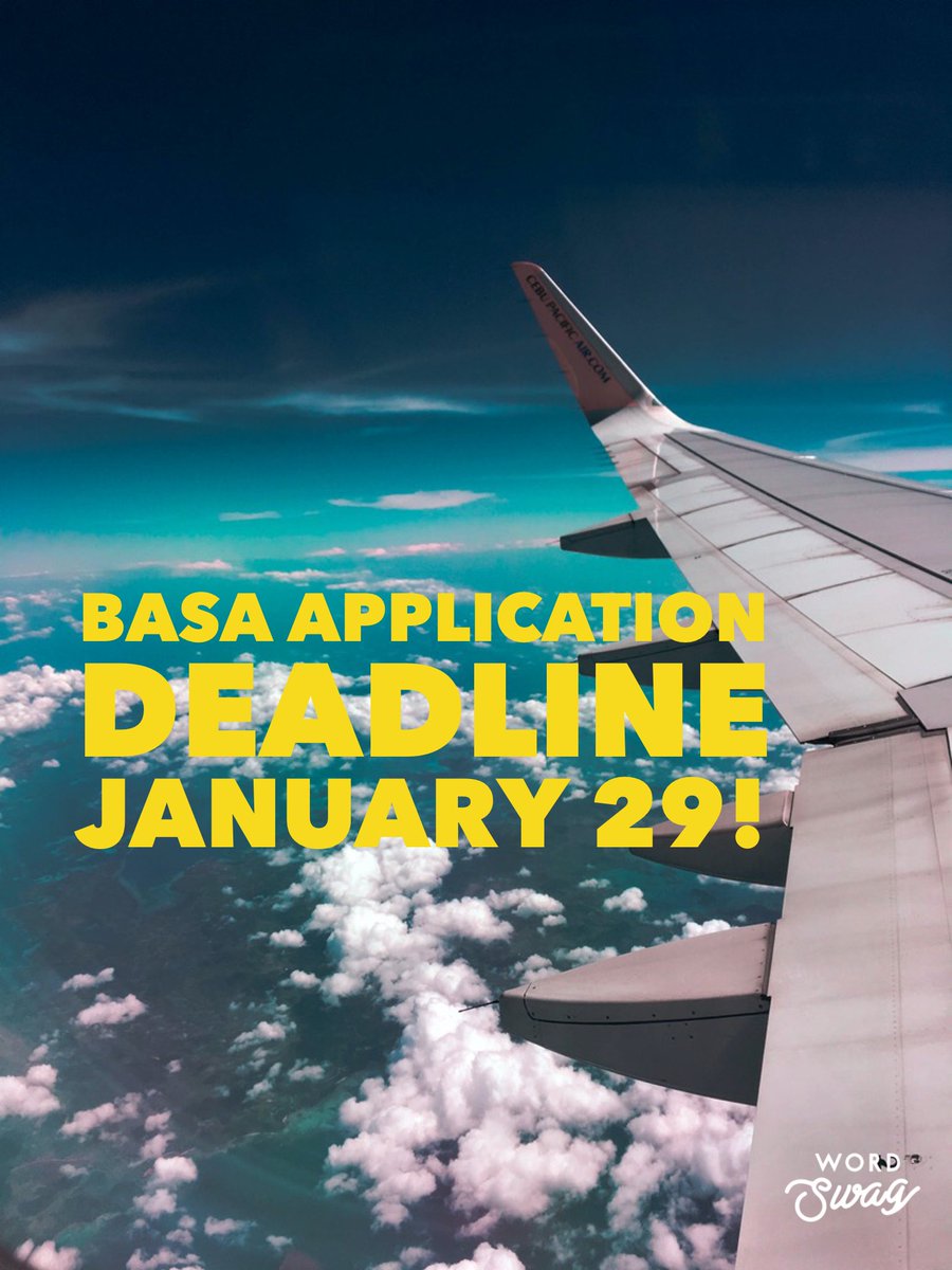 BASAProgram (@basaprogram) on Twitter photo โ๏ธ DEADLINE ALERT
โ๏ธ Applications for new BASA students for the 2021-2022 school year are due THIS FRIDAY January 29
โ Questions? Email sklarm2@erau.edu
Apply at: mypbchoiceapp.com โ๏ธ DEADLINE ALERT
โ๏ธ Applications for new BASA students for the 2021-2022 school year are due THIS FRIDAY January 29
โ Questions? Email sklarm2@erau.edu
Apply at: mypbchoiceapp.com