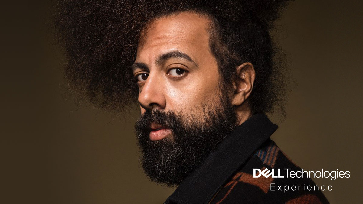 Dell's tweet image. Come check out the future of work &amp;amp; play, then tune in to a performance from renowned musician @ReggieWatts at the #DellTechExperience. It all begins now: dell.to/2MoDdjh