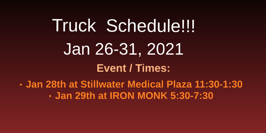 PurdyQBBQ's tweet photo. Schedule for the truck for Jan 25-31 https://t.co/t087aFUtUN