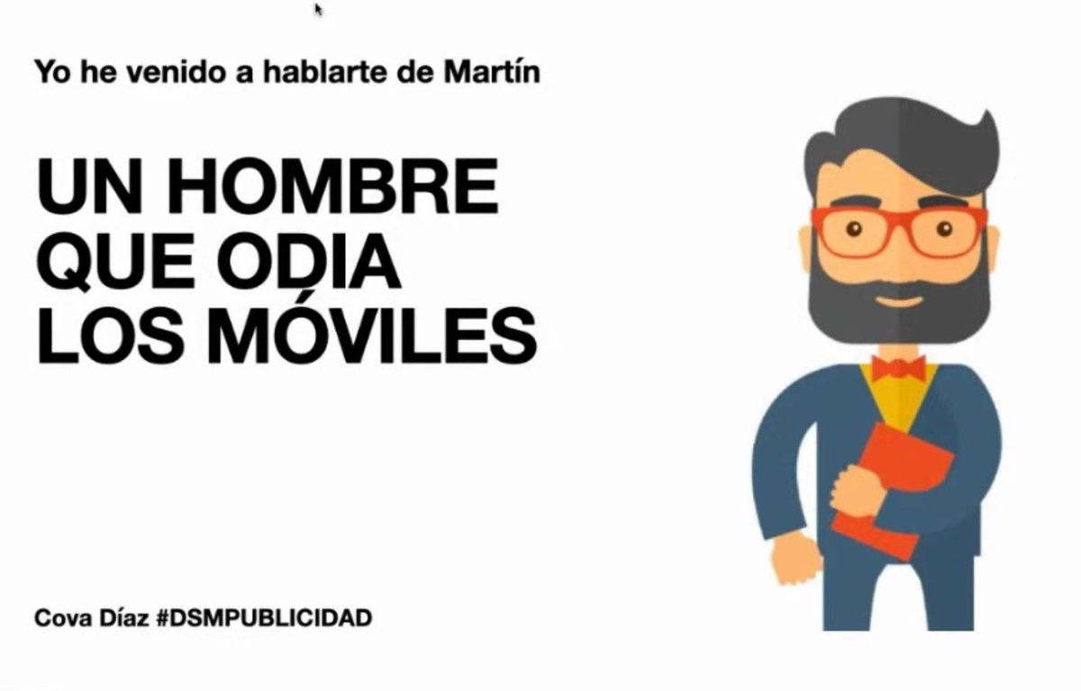 somosBossanova's tweet photo. Cambio de planes en #DSMPublicidad ya que @Cova_Diaz_ nos va a hablar de Martín, el hombre que odia los móviles y le mola el rollito hipster, que bien elegante que va él (esto último es cosa nuestra) https://t.co/QJtMewyuUr