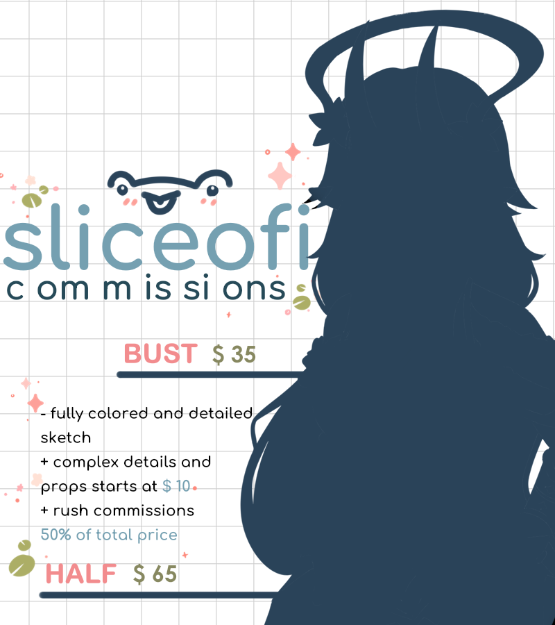 sliceofi's tweet photo. 🌸 commissions OPEN 🌸

₍₍◝(°꒳°*)◜₎₎ hello ! i am opening regular commissions again ✨
 guidelines and pricing are listed below ♡ 

🌿full info : https://t.co/wif9MFiQIb
🌷 form link : https://t.co/X8hk4WR32R

💐 RTs very much appreciated , i lov u ♡ |ｴ)･)⊃ https://t.co/EUVOz1eMMb