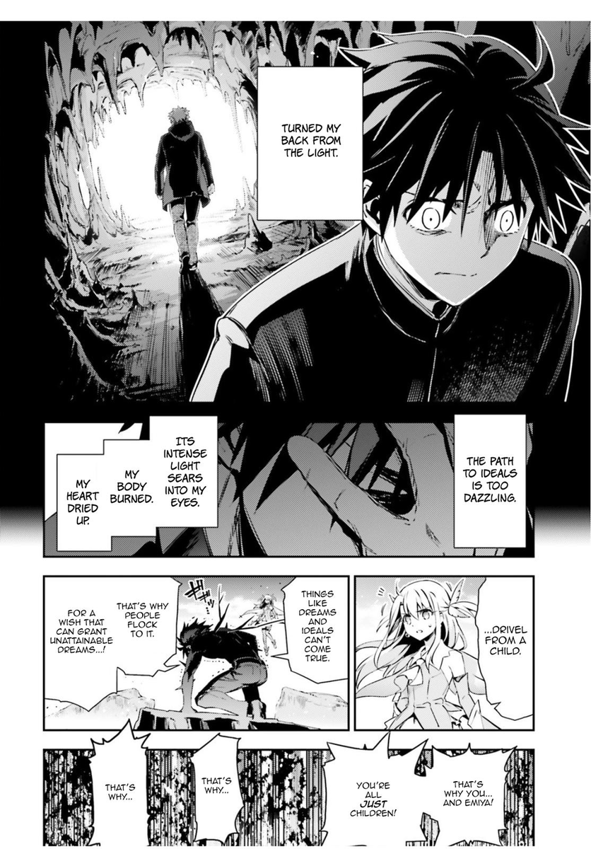 Shirou was fine with being considered evil, he was fine with endangering the world, as long as the one person he wanted to be happy was saved. This made Julian feel weak and pathetic, and he felt like he didn't have the right to pursue that idealistic path that Shirou did.