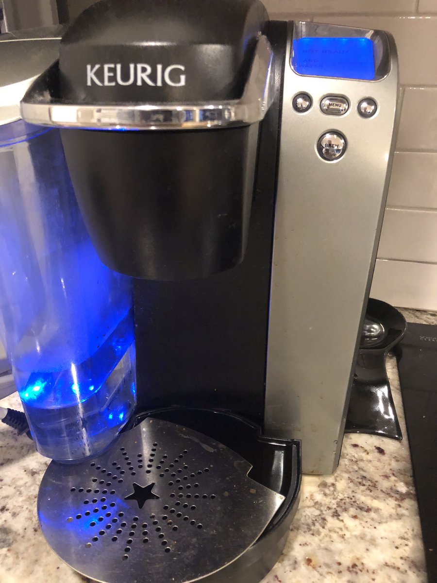 Cunningham527's tweet image. The clear sign for how much the coffee is actually needed, is brewing a cup without an actual cup there to catch it. #Take2 #NotTheFirstTime