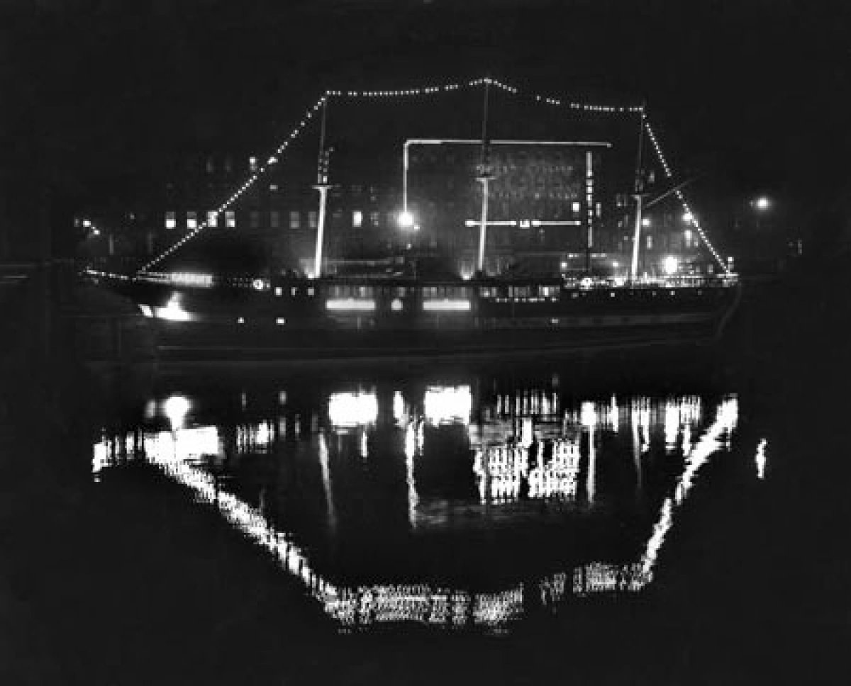 The crystal ship - the Carrick, moored on the Clyde, in 1959.Built in Sunderland, in 1864, to carry immigrants to Australia, and wool and copper back to Blighty, she later saw service in the North American timber trade; as a hospital ship, moored off Southampton...