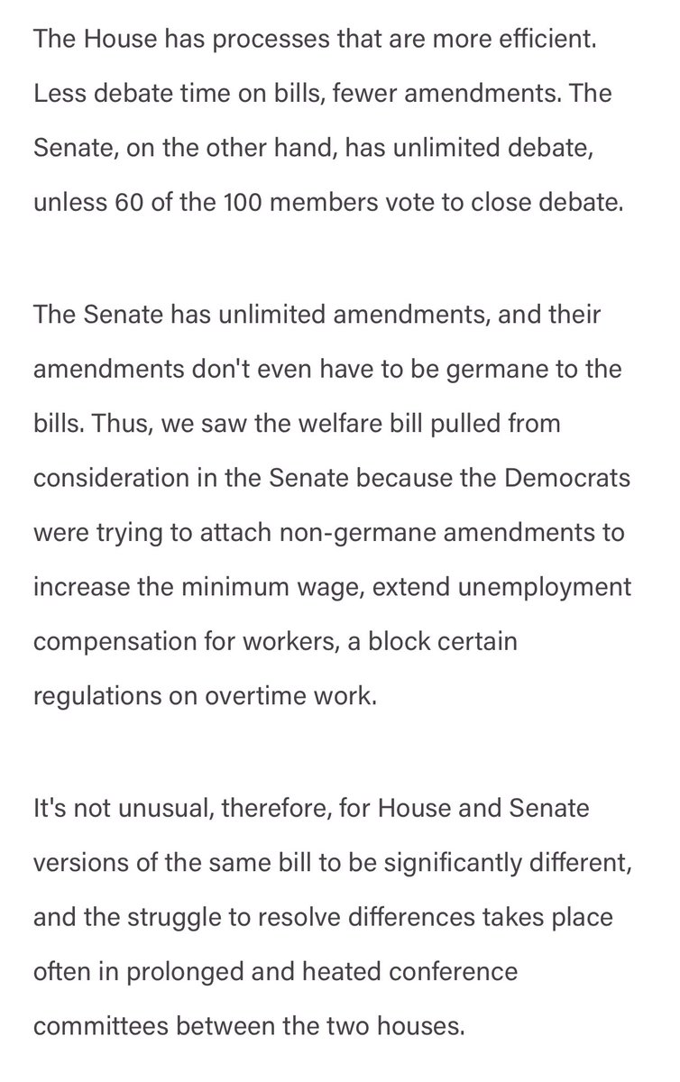 And we actually shouldn't want a POTUS to lean on congress the way Trump did; it defeats the strength of "checks and balances" ppl like to talk about.Then, there's the stark difference between how House and Senate operate.