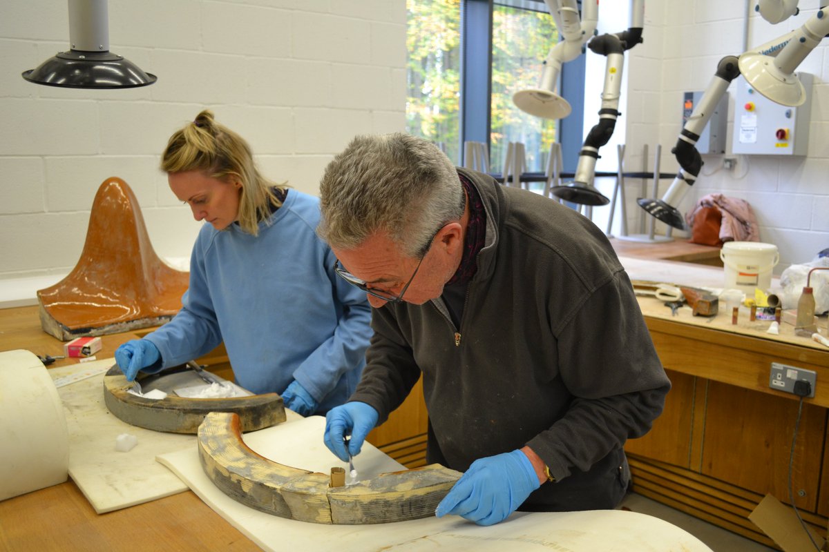 StFagans_Museum's tweet photo. After a very thorough clean, their work involved filling cracks and chips with a colour-matched resin. These were restored not just to museum standard, but to a standard that would enable them to be used once again for their intended purpose. https://t.co/qRNUjOxJta
