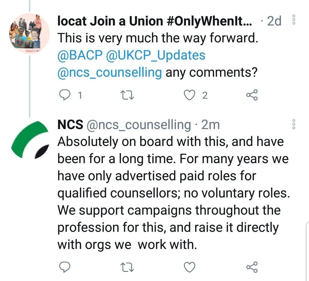 UK_Counsellors's tweet image. *Please don't ask qualified counsellors to work unpaid* for your organisation. We train for 3-4 yrs before being registered with @prof_standards. There is no requirement for us to do more unpaid hours to gain any other sort of experience. @ncs_counselling @BACP agree with us 👇🏼