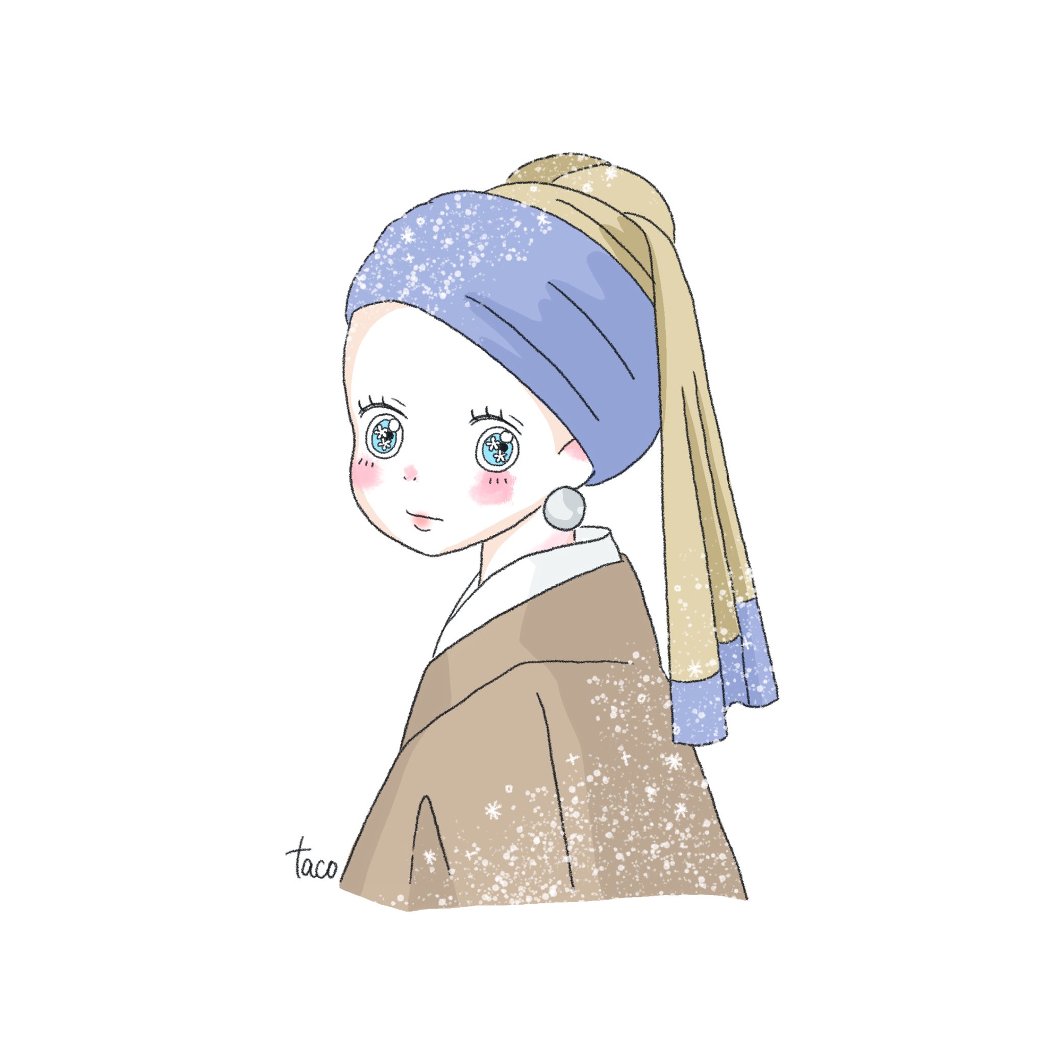 Twitter 上的 Tacomaru イラスト フェルメール イラスト イラスト好きな人と繋がりたい 絵描きさんと繋がりたい 女の子 イラスト Illustration かわいいイラスト ゆるいイラスト ゆるイラスト ファッションイラスト Art フェルメール 真珠の耳飾の少女