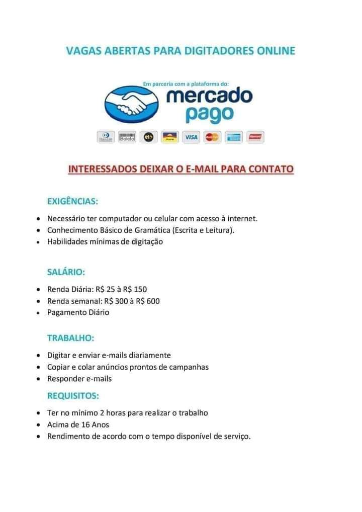 Digitadores online Mercado Pago: É confiável? Como trabalhar?