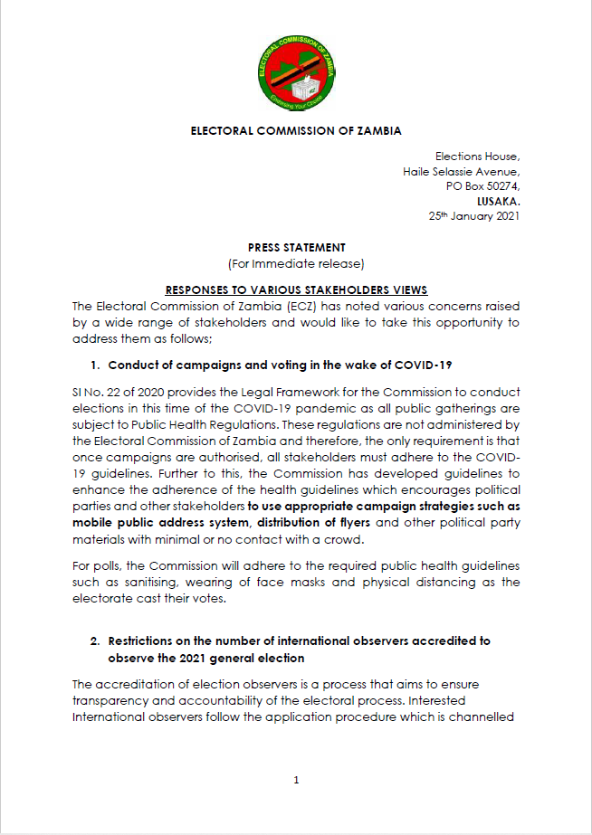 NixiiB's tweet photo. The Electoral Commission of #Zambia statement put out yesterday should worry all who are concerned about #democracy in Southern Africa. 1. #COVID-restrictions to stop opposition organising, 2. waffling about international observers &amp; 3. NO INDEPENDENT AUDIT OF THE VOTER'S ROLL https://t.co/vgFbOHkFQA