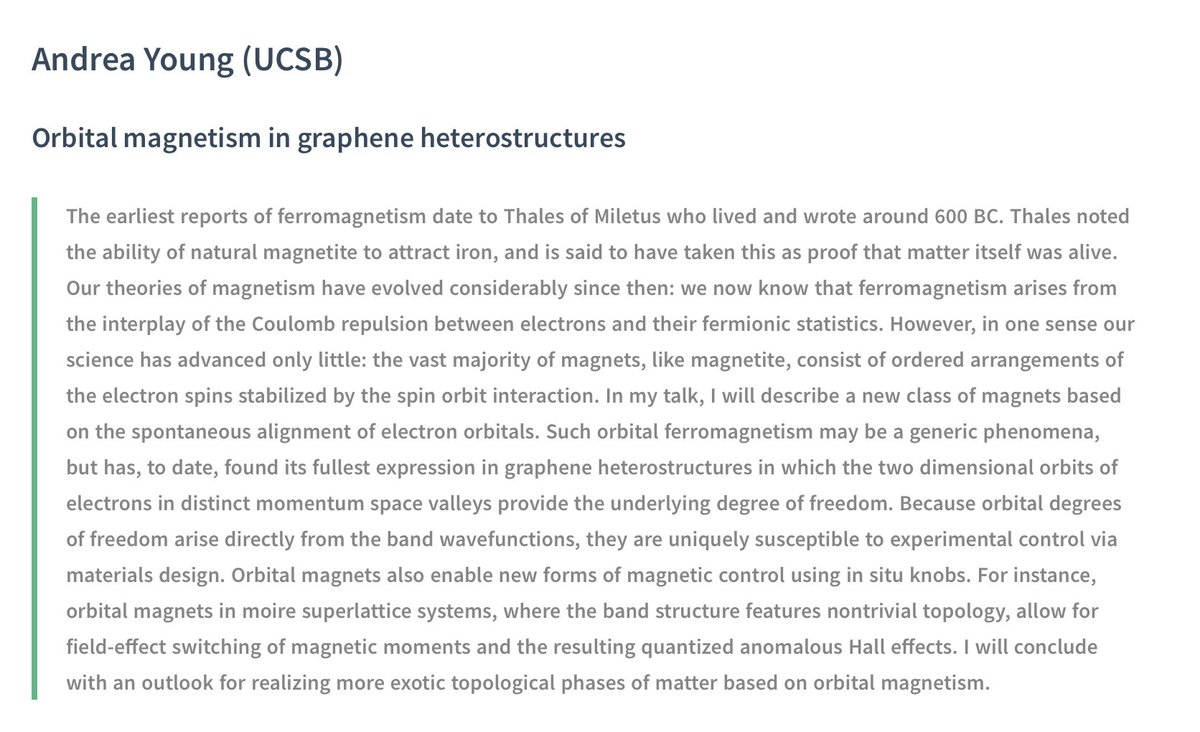 VirtualScienceForum (@virtualsciforum) on Twitter photo Next up in #longrangeVSF Andrea Young <a href="/ucsantabarbara/">UC Santa Barbara</a> <a href="/UCSBPhysics/">UCSB Physics</a> on "Orbital magnetism in graphene heterostructures". We see you on Feb 3, 19.30 EU/13.30 Eastern. Register here: virtualscienceforum.org/#/long_range_c… Next up in #longrangeVSF Andrea Young <a href="/ucsantabarbara/">UC Santa Barbara</a> <a href="/UCSBPhysics/">UCSB Physics</a> on "Orbital magnetism in graphene heterostructures". We see you on Feb 3, 19.30 EU/13.30 Eastern. Register here: virtualscienceforum.org/#/long_range_c…
