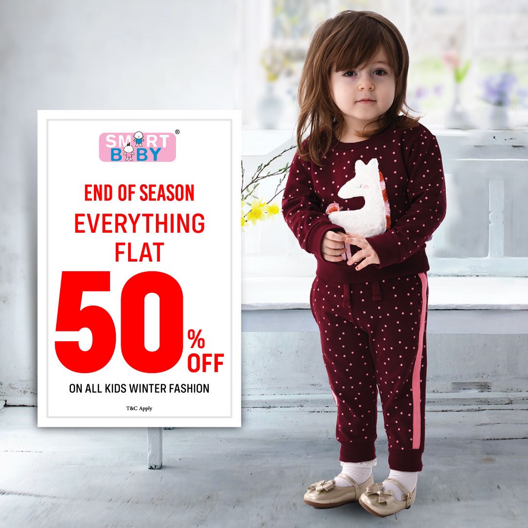 SaharaCentre's tweet image. Grab the latest collection of Winter Fashions in town at exciting prices with a FLAT 50% OFF at @SmartBabyUAE only this weekend from 28-30 Jan! 
#smartbaby #kids #fashion #kidsfashion #winterfashion #offer #deals #saharacentre #shoppingmall #Sharjah #UAE