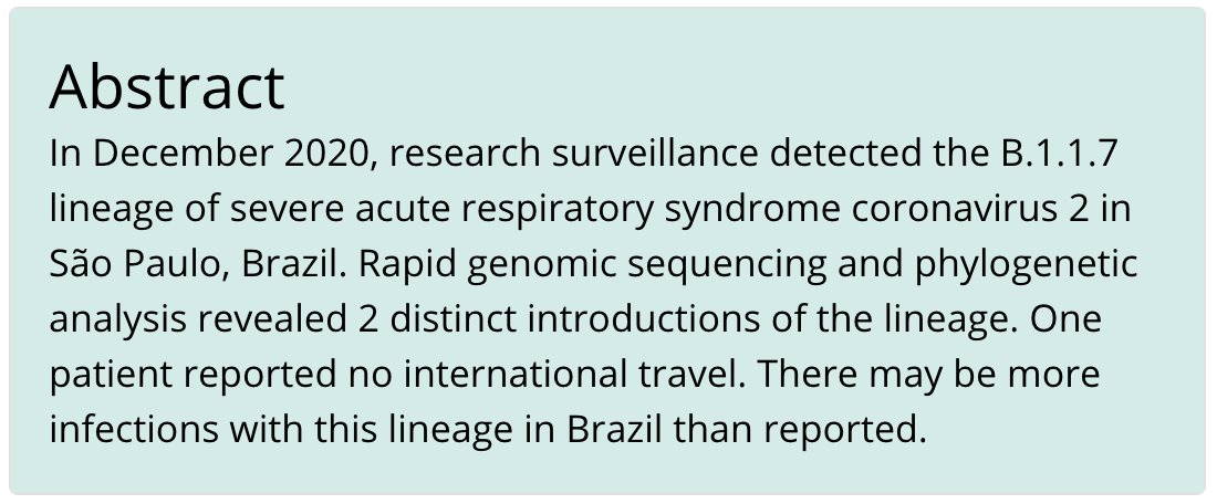 CaddeProject's tweet photo. Sharing our very latest publication describing the *first cases of local transmission of the B.1.1.7 lineage in Brazil* &amp; Latin America:

https://t.co/myc6OQsM9M

By @IngraClaro @flah_salles @_severomari @candido_darlan @camaiasilva @drajaquegoes @ErikaManuli Jose Levi et al https://t.co/eouh2uGiWE