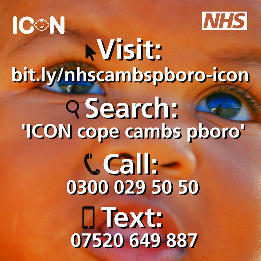 All babies cry. Sometimes you'll try everything and they'll  still cry. If you know someone  who's struggling with their newborn baby, please ask them to CallUs 0300 029 5050  #TextUs 07520 649 887 or visit our website bit.ly/nhscambspboro-… for advice and support. #ICONcopeCP
