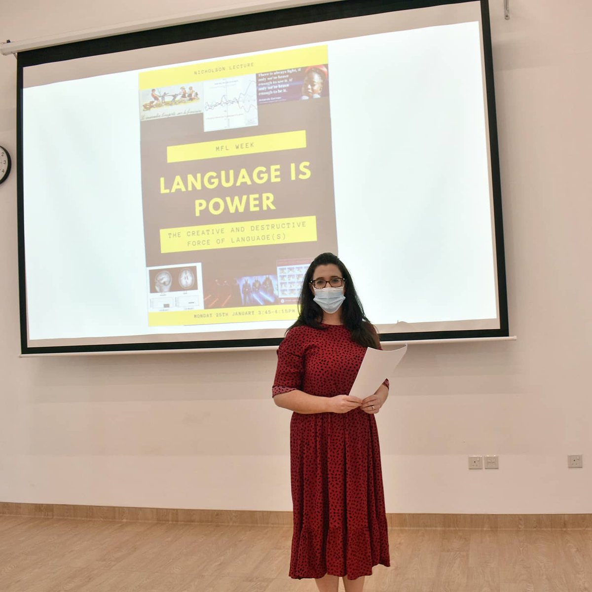 NLCSDubai's tweet photo. A big #thankyou to Mrs. Kanyerezi for delivering a fascinating #NicholsonLecture entitled "Language is Power".
Mrs. Kanyerezi spoke about how language can be used to build up individuals and societies, but also to tear down and divide communities.
#NLCSDubai #enrichment https://t.co/zun0zPyuwn