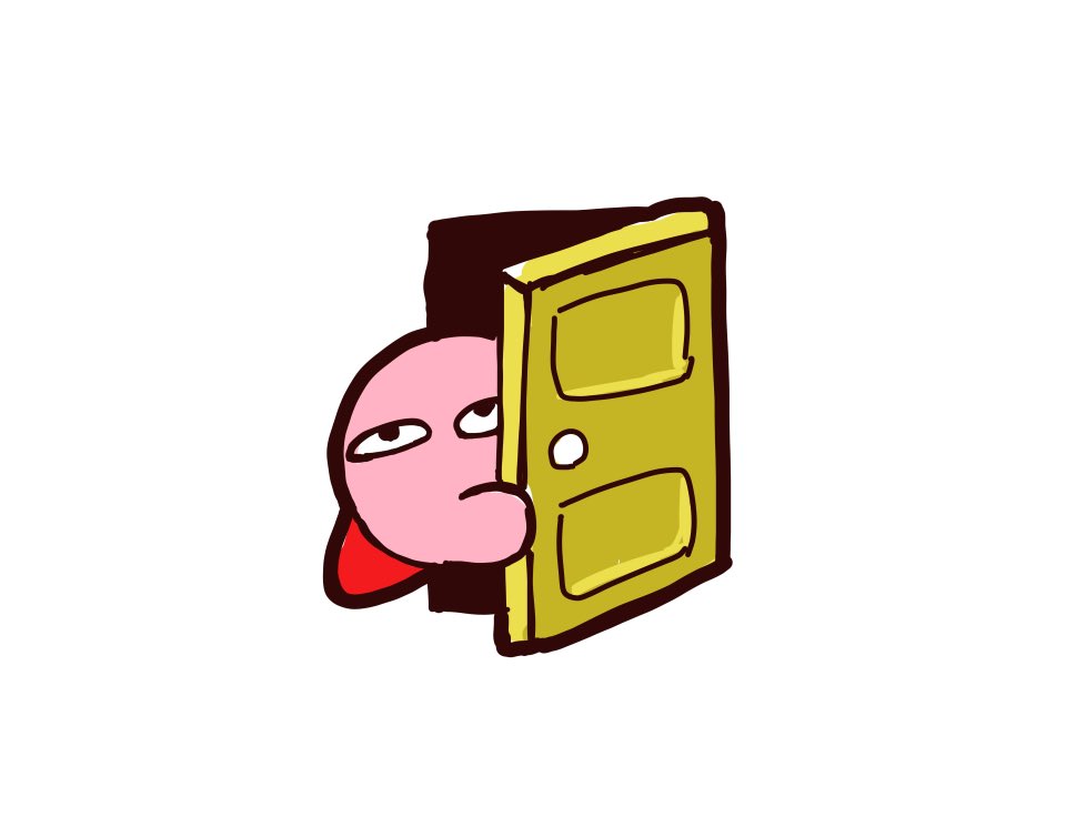 kirby white background simple background solo no humans door peeking out black eyes  illustration images