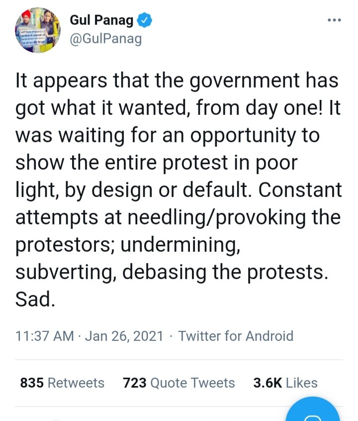  #CryptoKhalistanis are mad that government did not attack the  #PseudoFarmers and there was no bloodshed, and  #Khalistanis embedded in the so-called  #FarmerProtest outed themselves. #DelhiUnderAttack