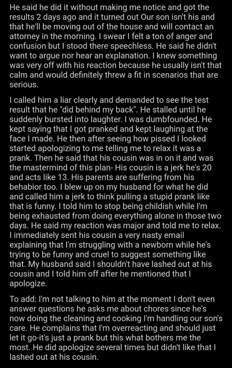 AITA For blowing up on my husband over a prank? bit.ly/3cdkW3q