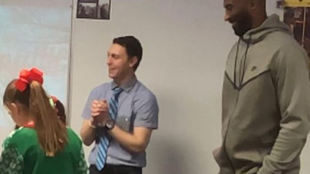 Andrew Ntzouras modeled part of his fourth-grade curriculum after The Punies audio series created by Kobe and  @Granity. Kobe showed came to the school to take it in. "He was able to experience the impact of his work,” Ntzouras said. “I think he got gratification in that.”