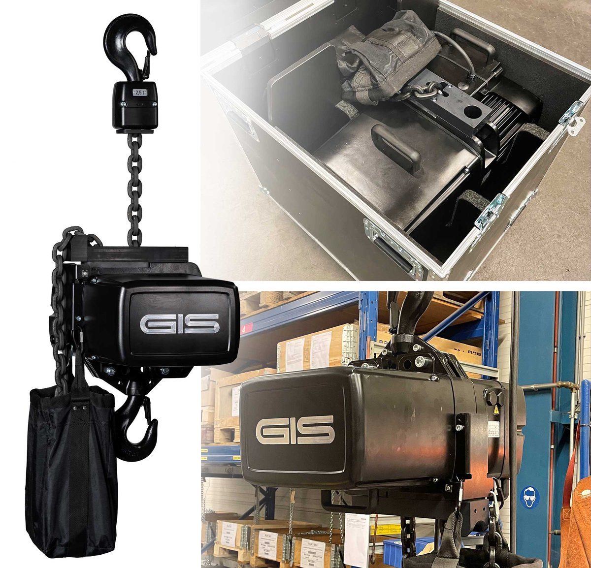 LouisReynersBV's tweet photo. Wat een mooie order! Wij leveren 4 van deze krachtpatsers: de GIS LP2500. Deze klimtakels hebben een D8 motor,  dubbele rem en kunnen een werklast van maar liefst 2500 kg aan! We leveren met kettingzak, regenhoes en 4-wegs DC-controller in een strakke flightcase! #klimtakel https://t.co/JQq5r3UNvC