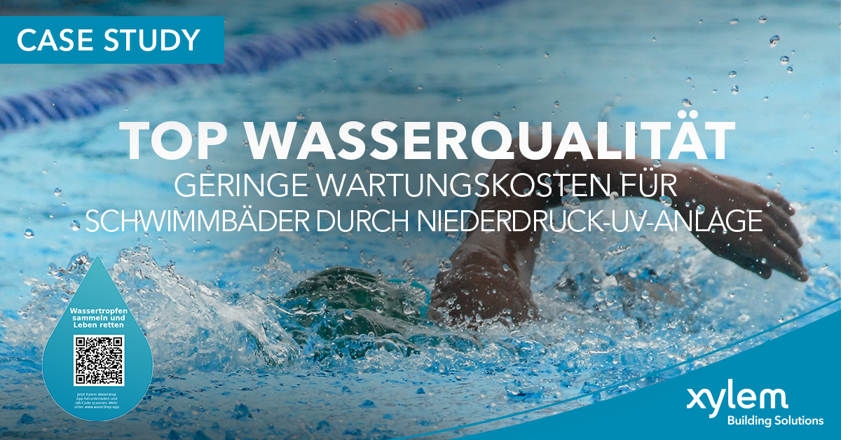 In öffentlichen Schwimmbädern ist die Aufrechterhaltung der sicheren und hohen Wasserqualität wichtig.
Erfahren Sie, wie die Installation der Wedeco UV-Systeme von Xylem für beste Wasserqualität und weniger Chloramine sorgt.
Lesen Sie die Fallstudie:
bit.ly/2YfoZnz