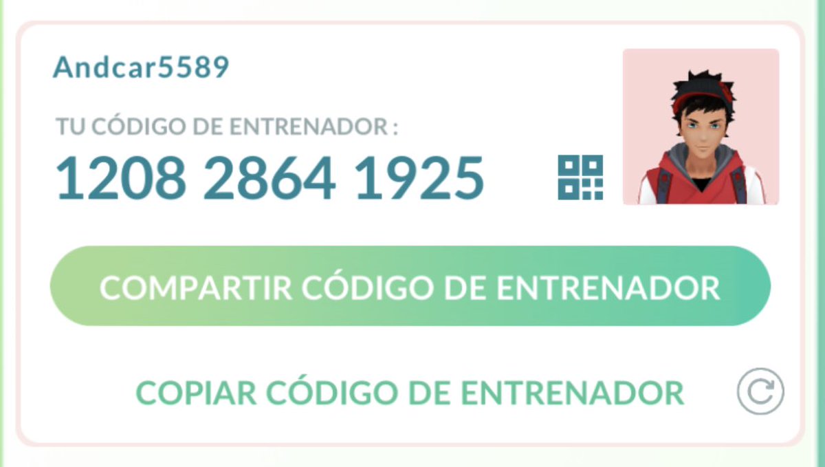andkar5589's tweet photo. ¡Comencemos una buena amistad en #PokémonGO ! ¡Mi código de Entrenador es 1208 2864 1925 ! https://t.co/YFNOkU9xX0