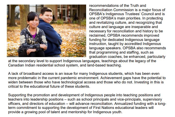 Key needs here: improved funding for dedicated Indigenous language instruction, secondary course program enhancements, and supporting the promotion and development of First Nation teachers into leadership positions. /9