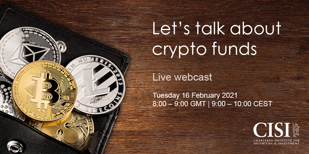 CISI's tweet photo. Explore and master the landscape of crypto funds in our live webcast from Gibraltar. The speakers are accomplished experts on the subject sure to pique your interest. Register here: https://t.co/OlE1wlfoD6  #cryptocurrency #elearning https://t.co/J0XB0fWMMh