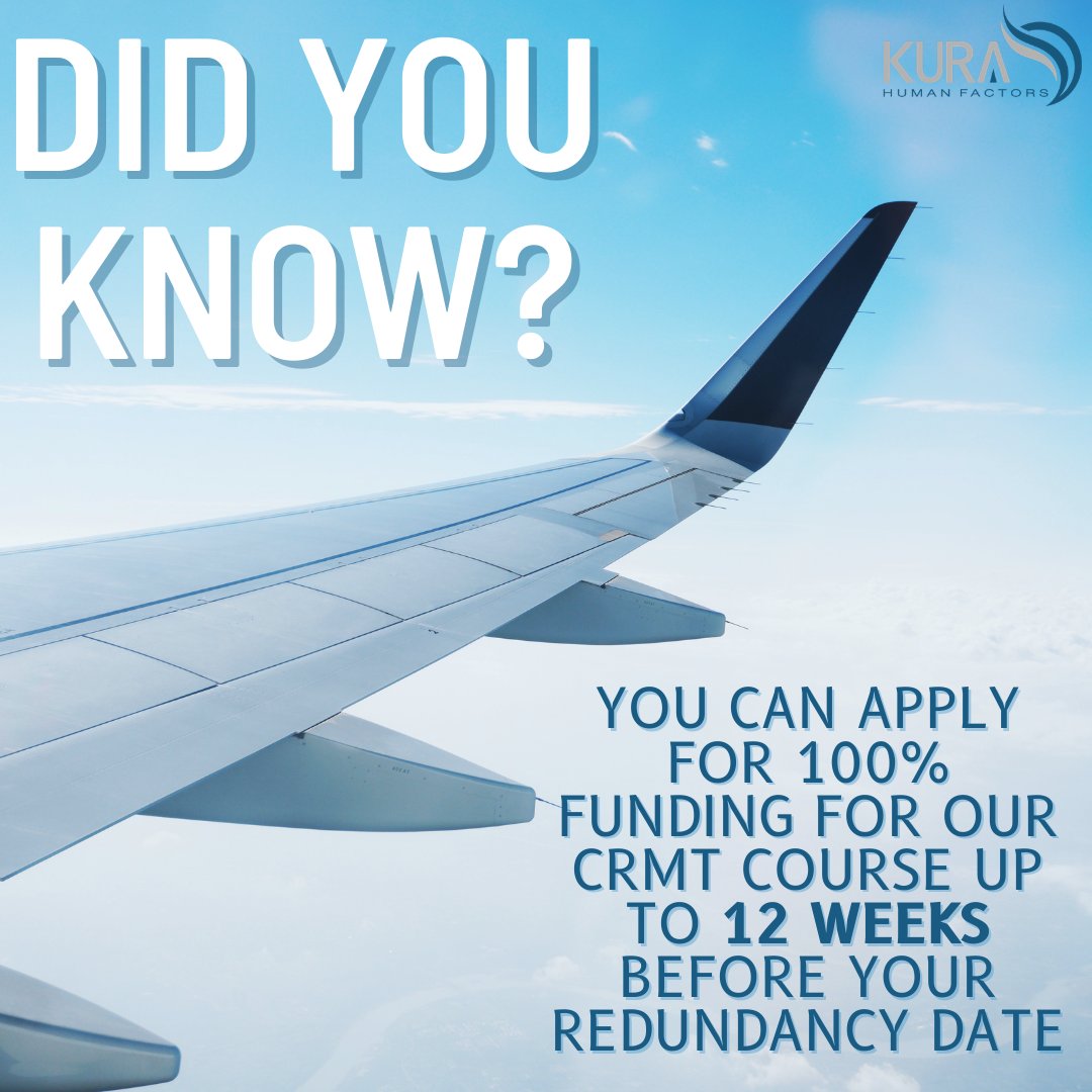 DID YOU KNOW?
You can apply for 100% Funding for our CRMT course up to 12 weeks prior to your redundancy date. Meaning you could be on our CRMT Course within a week of being made redundant, free of charge. 

#Crewresourcemanagement #Upskill #Training