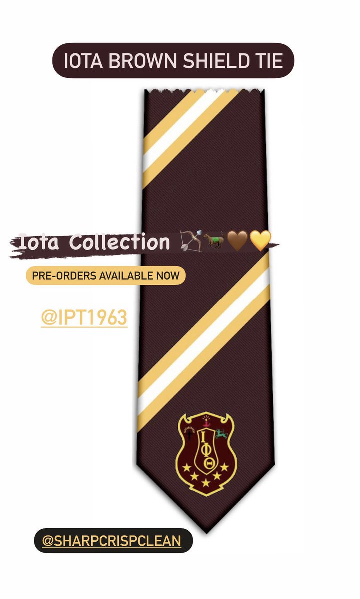 sharp_crisp's tweet photo. Exclusive, luxury, handmade Iota Collection!! Official Vendor of @IPT1963 Order today!! Shop now! Made for a Iota man. Dare to be different. ๐๐ค๐น๐
https://t.co/2E8iqtZiYf
#Iotaphitheta
#IOTA
#IphiT1963
#Iphiteenth
#Iotas
#iotasweetheart
#brownandgold https://t.co/OKggPOQS9r