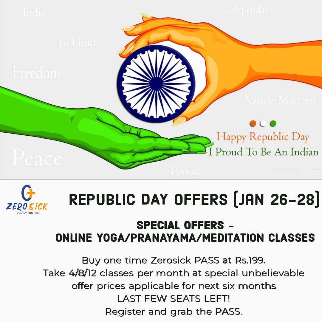 Salute to the great nation and its history to yogic practices!
forms.gle/Thovj5ufu8nrUi…

#stressrelaxation #yogaeveryday #yoga  #meditation #pranayama #zerosickpass #holistichealth #republicday2021 #republicdayoffers #corporatewellness #onlineyoga #virtualwellness #virtualstress