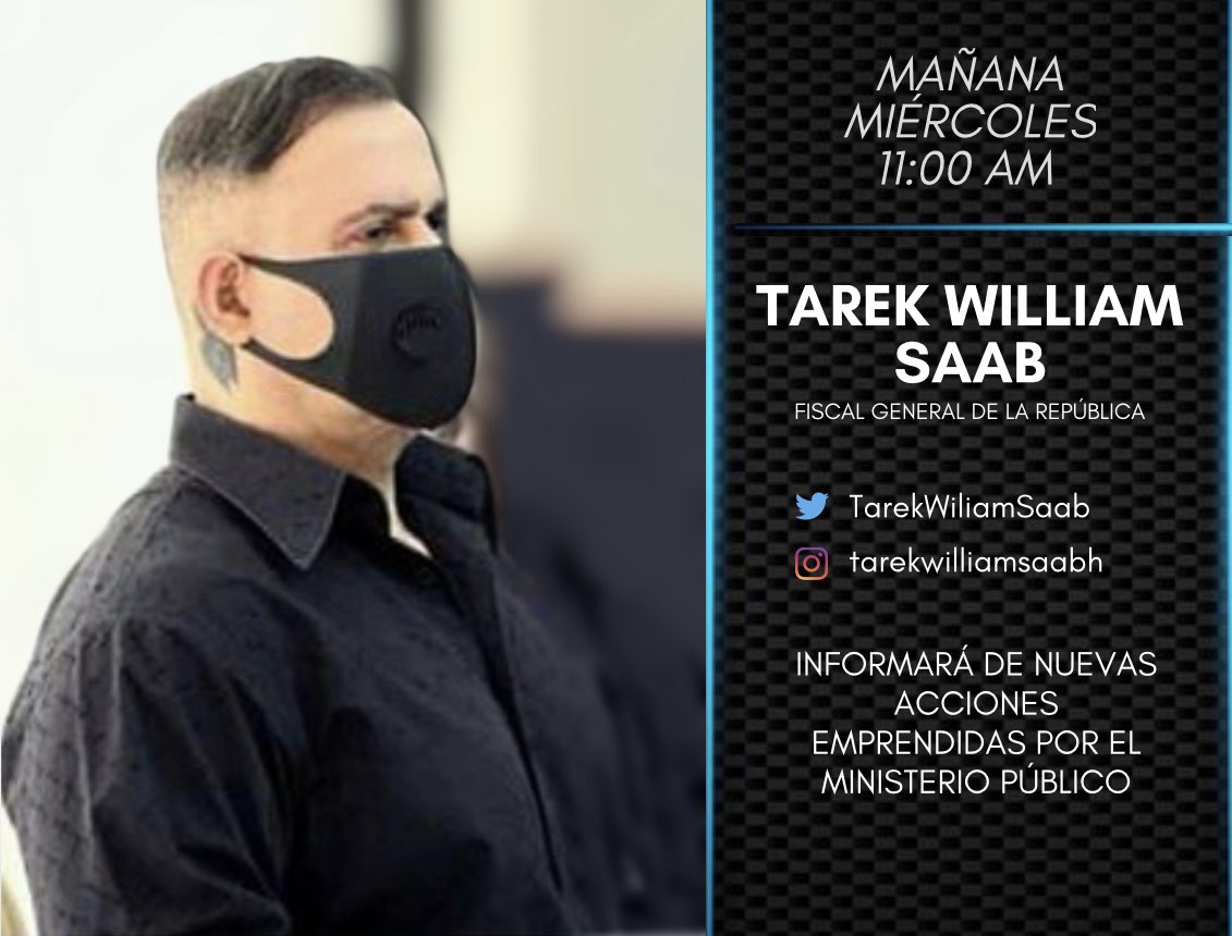 Le invitamos a ver el día de mañana miércoles, la rueda de prensa que ofrecerá el Fiscal General de la República <a href="/TarekWiliamSaab/">Tarek William Saab</a>