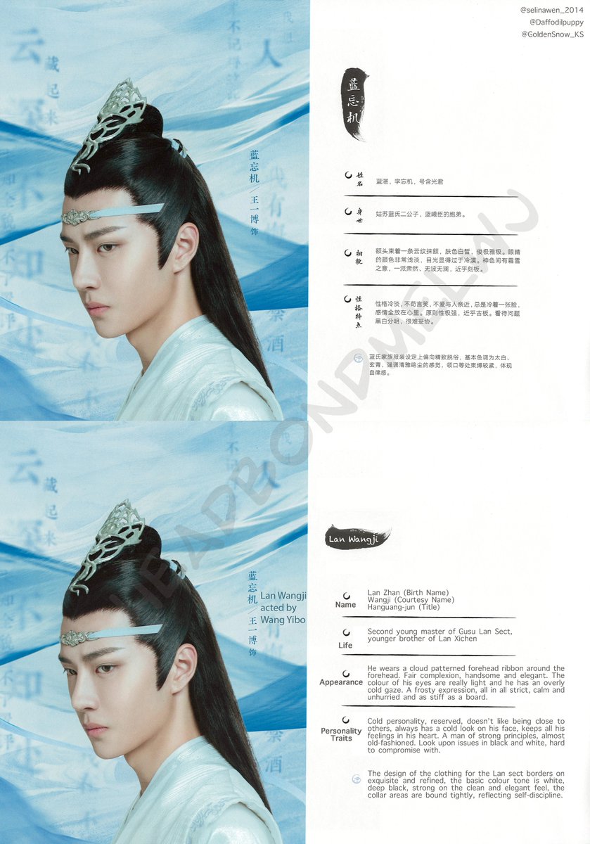 2.1lan wangji's character sheet and main costume description