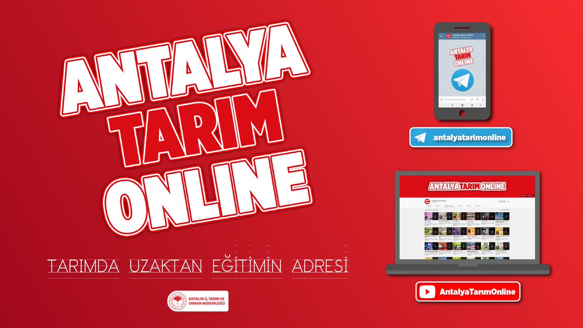 #AntalyaTarımOnline

Online eğitimlerimizin video ve sunularına YouTube ve Telegram Antalya Tarım Online kanallarımızdan ulaşabilirsiniz

t.me/antalyatarimon…

youtube.com/c/AntalyaTarım…

#GelecekTarımda

<a href="/gokhankaraca_/">Gökhan Karaca</a> <a href="/ersinyazici1/">Ersin YAZICI</a> <a href="/bekirpakdemirli/">Dr. Bekir Pakdemirli</a> <a href="/TCTarim/">T.C. Tarım ve Orman Bakanlığı</a>