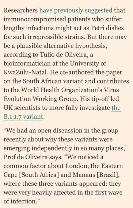 24/ Instead of  #ZeroCovid suppression strategy that reduces risk of new variants, business lobby in US/UK voiced support for disastrous herd immunity. Now, dangerous variants arise from places that 'let it rip' in Spring 2020: London, S Africa, Brazil...  https://www.ft.com/content/17c44c96-39f2-4ada-badd-d65815b0a521