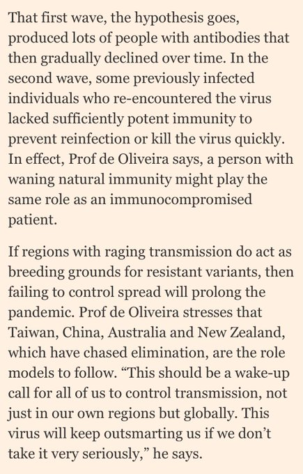24/ Instead of  #ZeroCovid suppression strategy that reduces risk of new variants, business lobby in US/UK voiced support for disastrous herd immunity. Now, dangerous variants arise from places that 'let it rip' in Spring 2020: London, S Africa, Brazil...  https://www.ft.com/content/17c44c96-39f2-4ada-badd-d65815b0a521