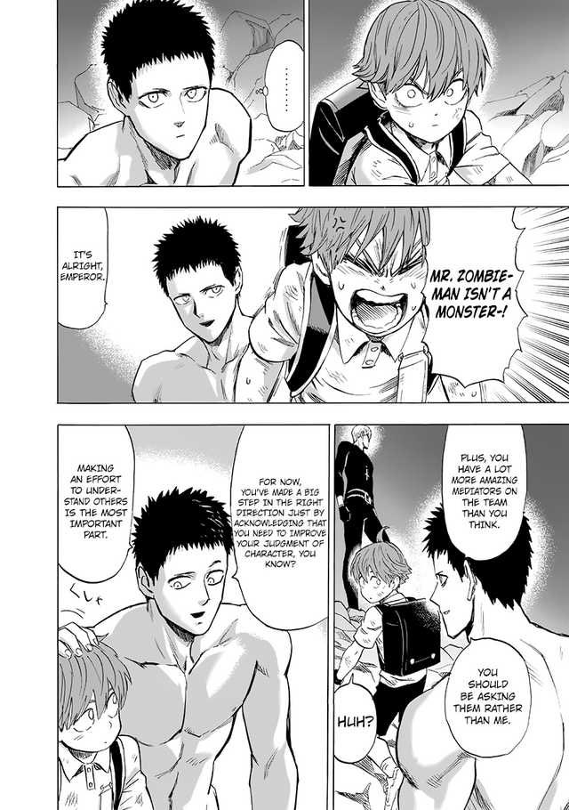 TheBrotherE's tweet photo. #OnePunchMan139
16/ Zombieman reassures Child Emperor that his capabilities as leader far exceeds his as Emperor learns about trusting his teammates through this experience
For being a “monster” Zombieman seems to be the most humane hero of them all. Just a cool dude https://t.co/KqOiIOkd6X