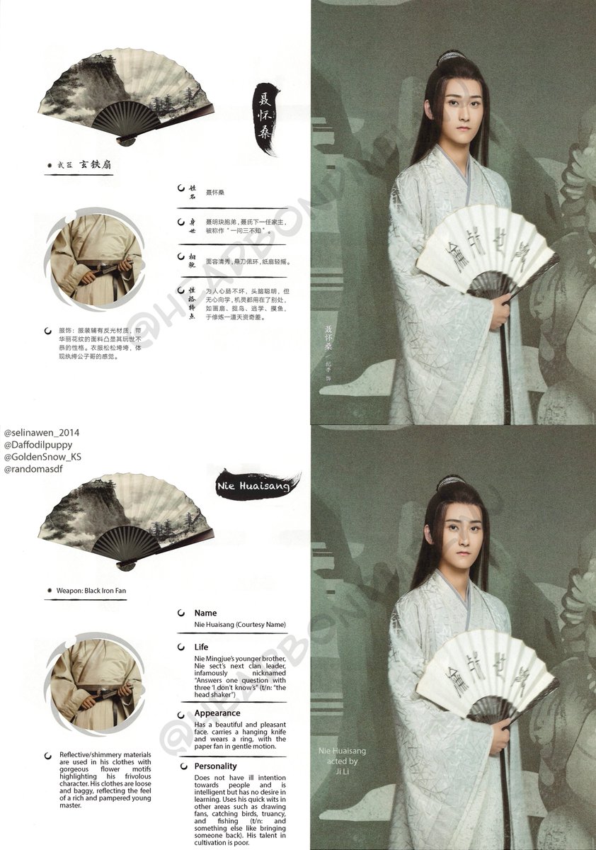 10nie huaisang character sheet and costume description