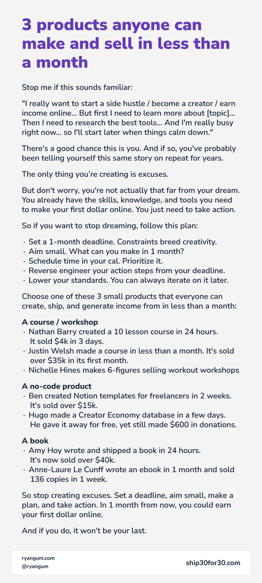 "I really want to start a side hustle / become a creator / earn income online... But first I need to learn more about [topic]... Then I need to research the best tools... And I'm really busy right now, so I'll start later when things calm down."Sound familiar? 