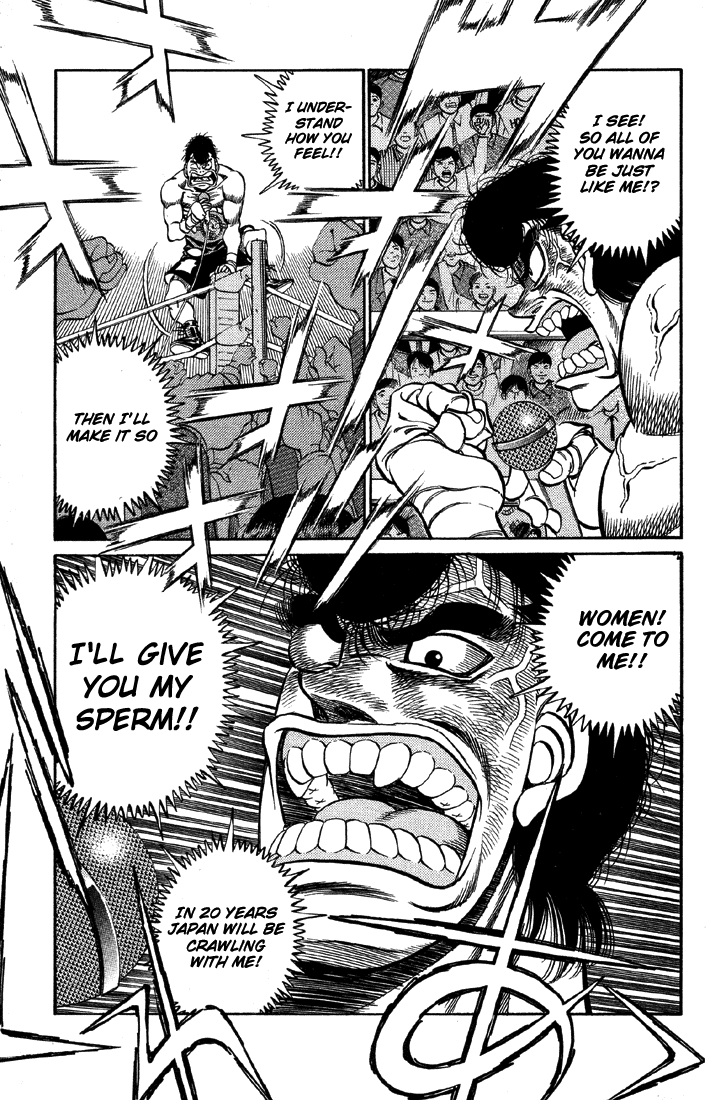 The following chapter we learn that Bryan Hawk was a man who boxed without practicing and only relied on his innate talent to win. Exactly the kind of person I thought Takamura was. Their similarity is also supported by their "sperm" dialogue and what Ippo says in chapter 369.