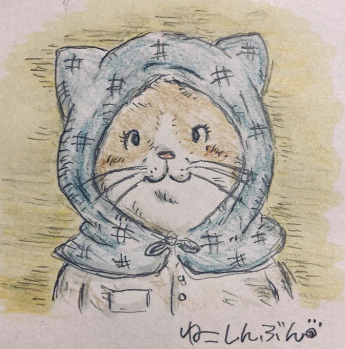 優しい笑顔?#イラスト #アナログイラスト #猫イラスト #笑顔 #絵描きさんと繋がりたい #みんなで楽しむTwitter展覧会 