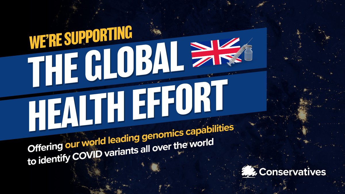 Conservatives's tweet photo. Our world-leading genomic testing will help countries around the world identify COVID variants and provide an early warning system for new mutations https://t.co/O74wwgoKV3