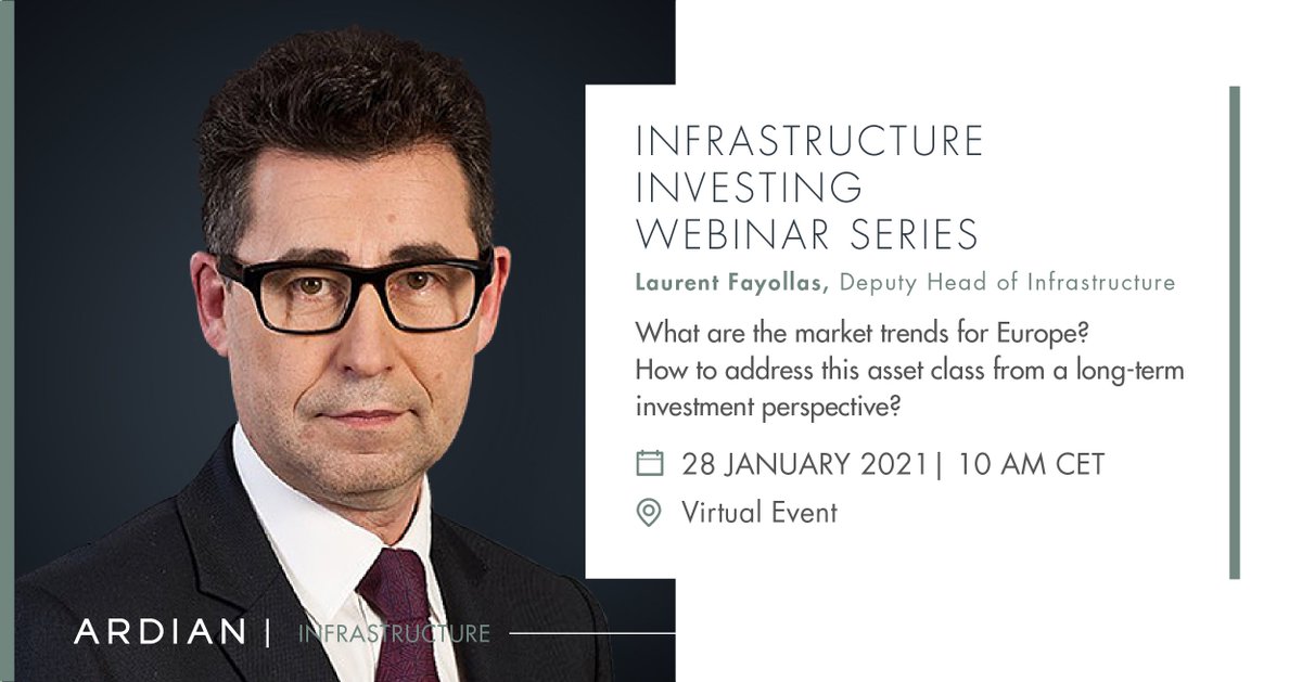 Ardian_Infra's tweet image. 📣📅 Save the date | How to address #InfrastructureAssets from a long-term investment perspective ? 

On 28th January, join Laurent Fayollas, Deputy Head of Global Infrastructure at Ardian for the @Amundi_ENG Infrastructure Webinar.

Register → contact-realassets@amundi.com