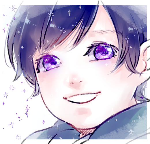 solo 1boy purple eyes male focus smile portrait sparkle  illustration images