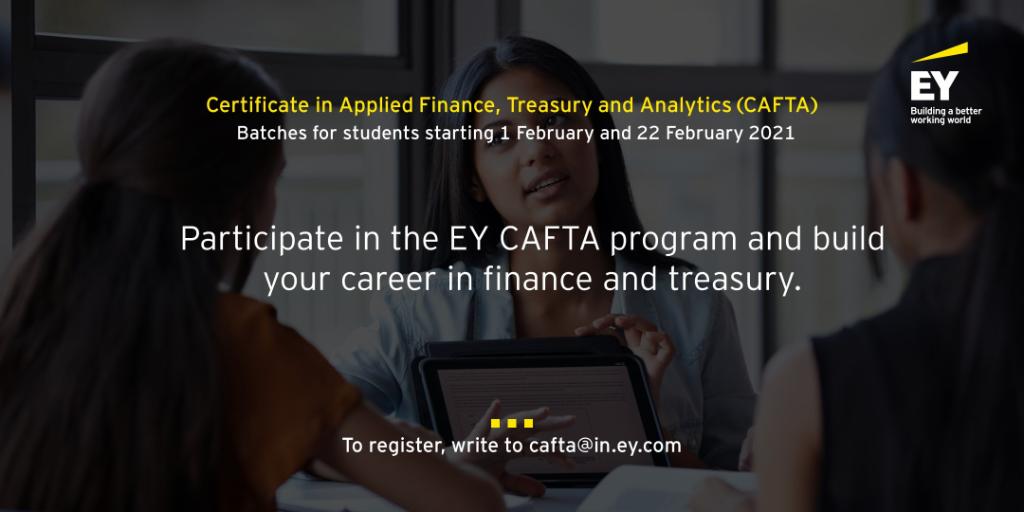 EY_India's tweet photo. Register for the #EYCAFTA program and join an exclusive network of finance and treasury professionals. Fresh batch for students starting Monday, 1 February. For more details and to register, write to cafta@in.ey.com https://t.co/ABmHs1Ec27