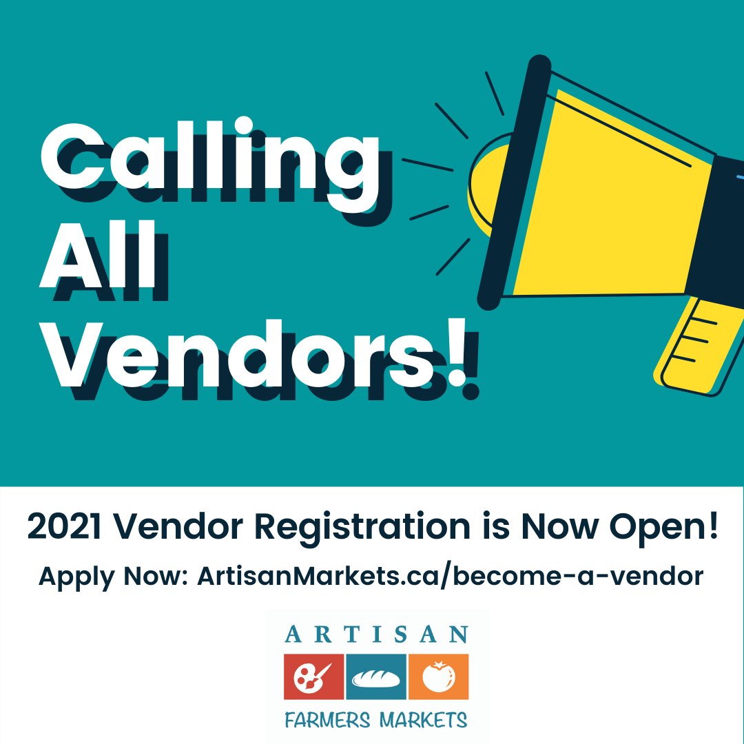 Calling All Vendors! 
2021 Vendor Registration is Now Open!
Apply: ArtisanMarkets.ca/become-a-vendor
.
#FarmersMarkets #BCAFM  #LonsdaleFarmersMarket 
#NorthVancouver 
#buylocalbc #bcbuylocal #eatdrinkbc #ediblevancouver #bctastesbetter #yvrprep #eatdrinkbuybc   #northshorecommissary