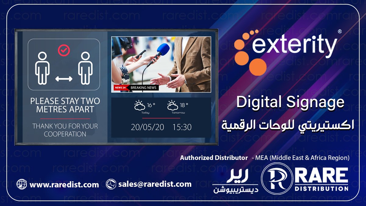 RareDist's tweet photo. Exterity Digital Signage Solutions
Create, manage and display impactful digital signage to enhance communications
#raredistribution #raredist #iptvsolutions #exterity #UAE #oman #egypt #kuwait #saudiarabia #qatar #projectsinthemiddleeast #digitalsignage #signagesolutions https://t.co/aH5dxyNyUQ