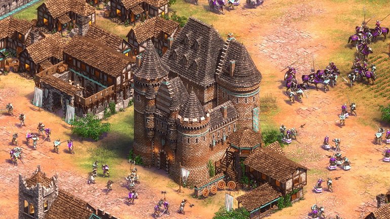 dimitristrobbe's tweet photo. 😍 OMG, from now on @AgeOfEmpires integrates two buildings, (maybe) inspired by our Brussels architecture: Porte de Hal and the Brussels city town hall! 
🗡 The game now includes the "Goedendag" weapon for the Flemish Militia, also😍 #AOE2DE https://t.co/zBjKcdCbqr