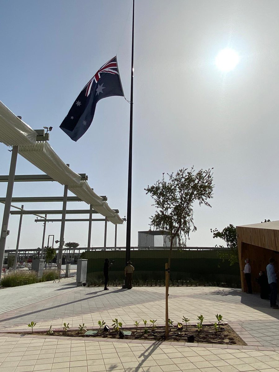 AusCG_Expo's tweet photo. Double celebrations today as we raised the flag for both #AustraliaDay &amp; the completion of the #AustralianPavilion @expo2020dubai. A huge shout out &amp; thank you to those who have supported the project, we look forward to welcoming you all very soon #GdayExpo2020 #DFAT https://t.co/Hdwl9SWEyL